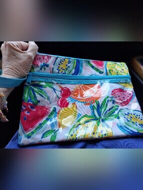 Mainstays Multicolor Fruit-Print Wristlet with Turquoise Trim